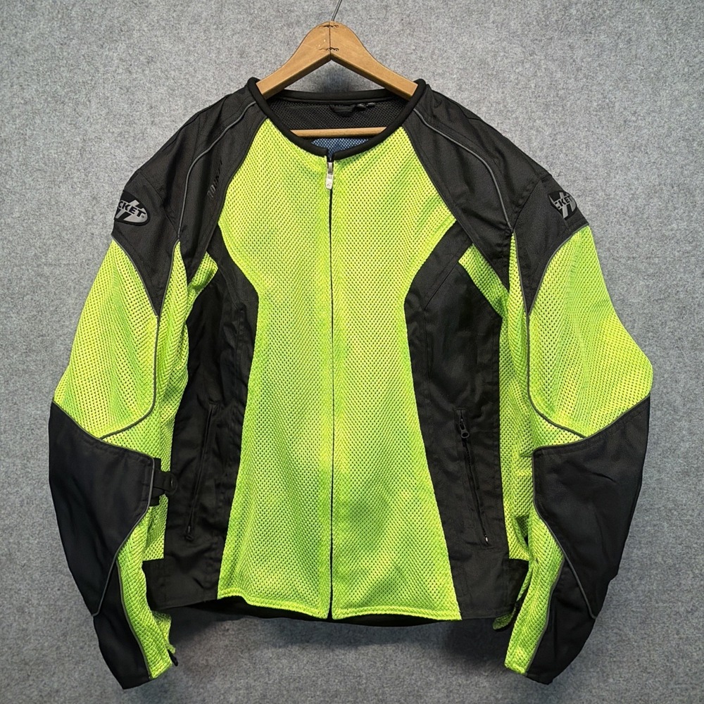 Joe Rocket Mesh Motorcycle Touring Jacket Men's Size XXL Black‎ Yellow High Vis